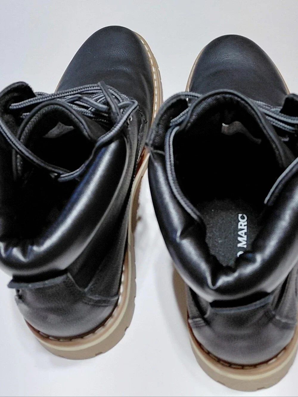 BRUNO MARC Men's Black Lace-Up Combat Boot Size 8